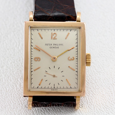 Patek Philippe Ref 1564 Vintage Rectangular Dress Watch 18K RG Silver Dial